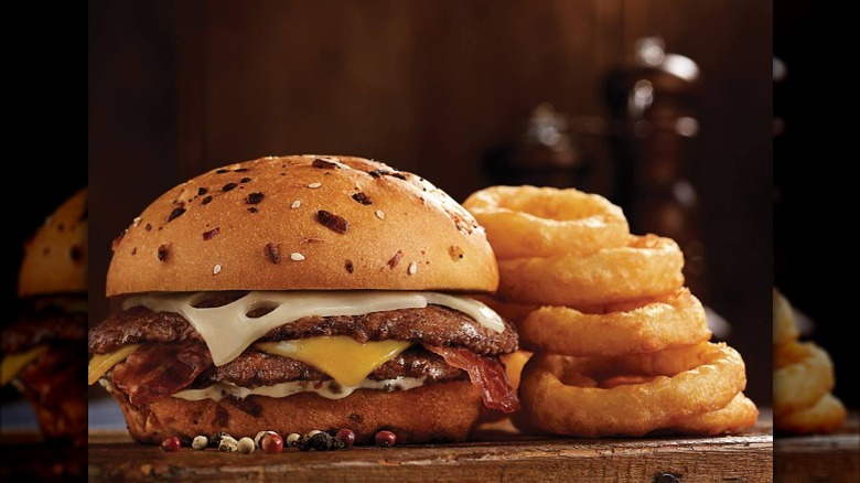 Culver's pepper grinder burger with onion rings