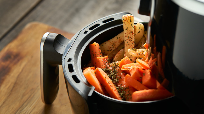 Air fryer with loaded basket