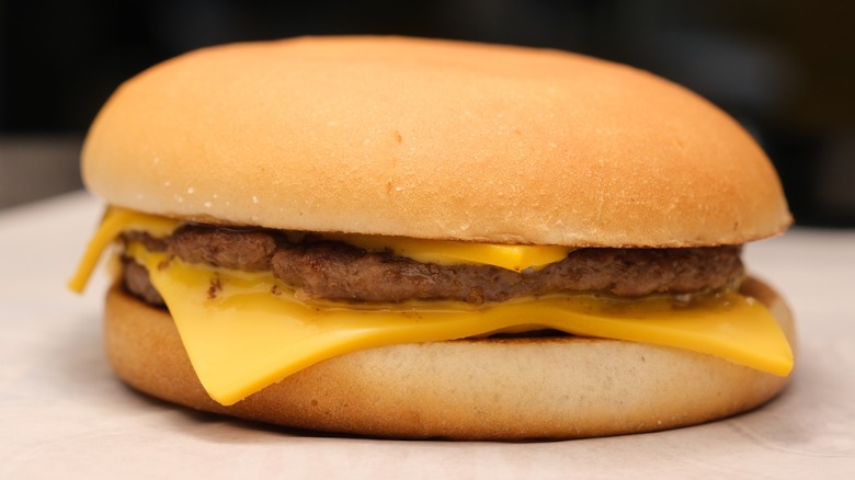 McDonald's double cheeseburger on paper