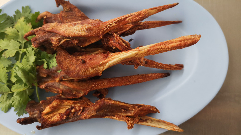 fried duck heads