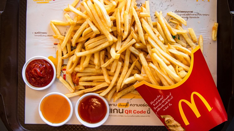 McDonald's fries spread on a tray