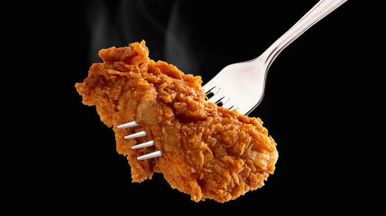 fried chicken on fork