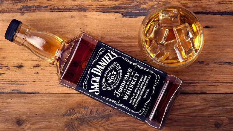 Jack Daniel's bottle and whiskey glass