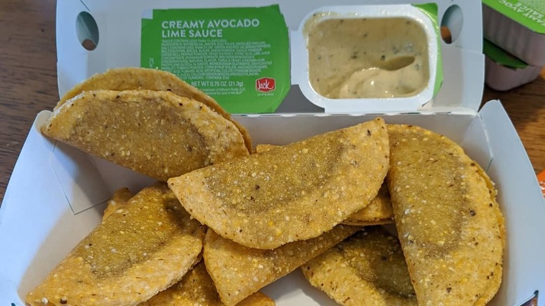 A box of Jack in the Box's tiny tacos 
