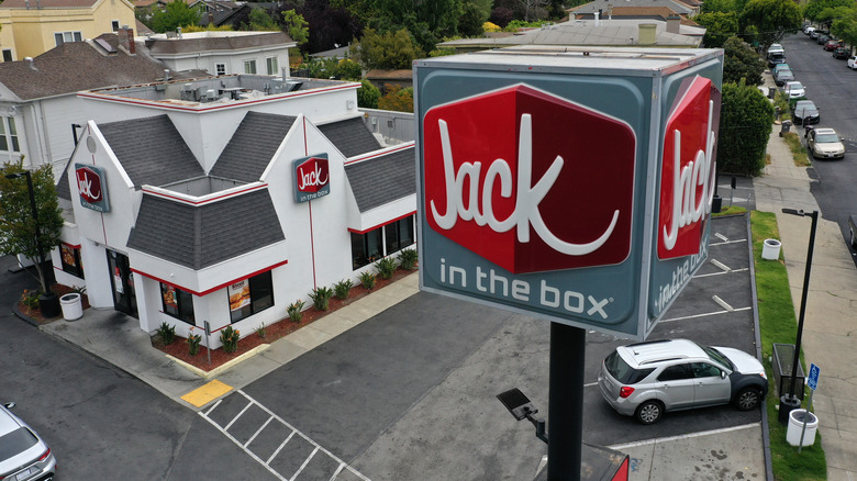 Jack in the Box restaurant with sign