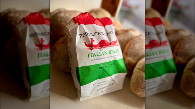 Loaves and a bag of Perreca's bakery Italian bread