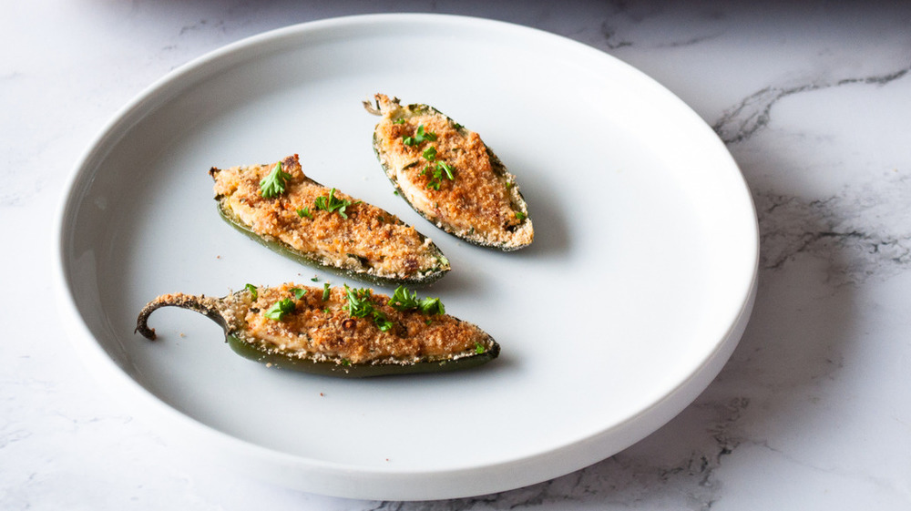 plated jalapeño poppers on white plate