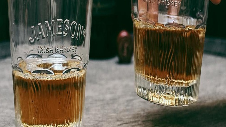 two tumblers of Jameson whiskey