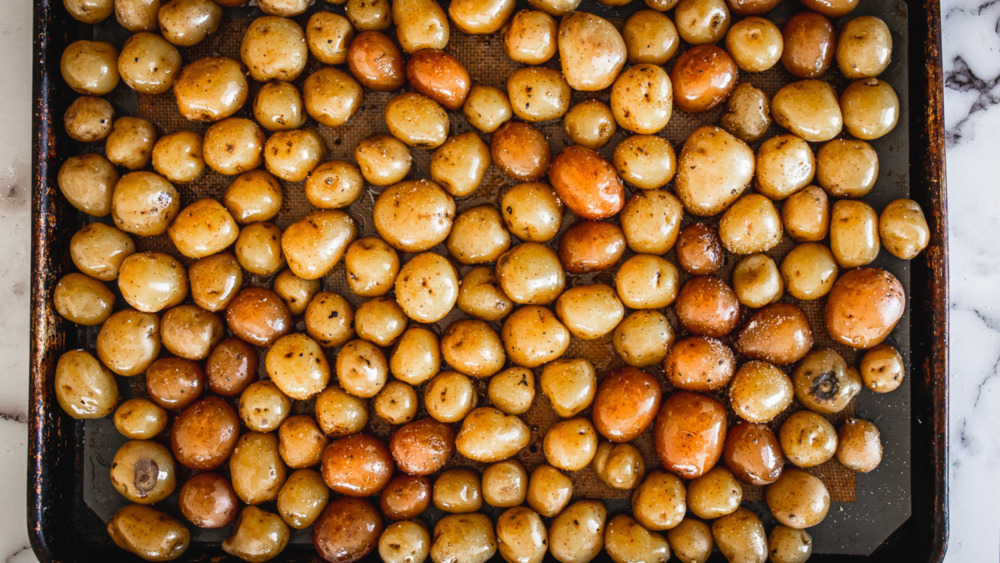 potatoes on baking sheet