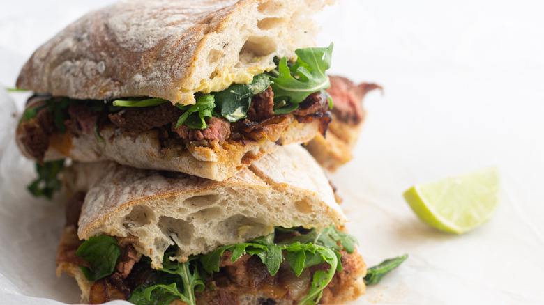 Jamie Oliver's steak sarnie with a twist on plate 