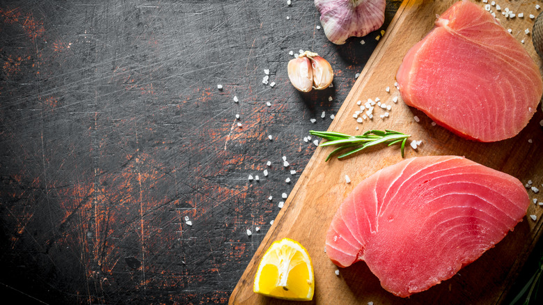 Raw tuna steaks