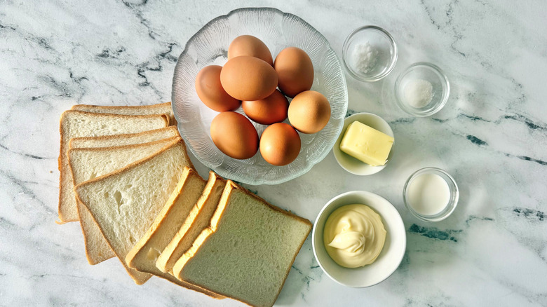 Ingredients for Japanese egg salad sandwiches