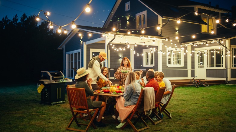 dinner party in backyard