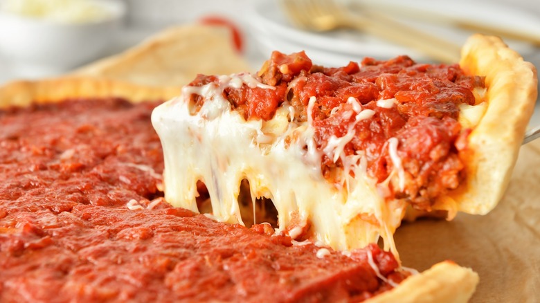 Chicago-style deep dish pizza