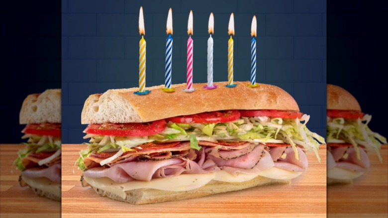 sub sandwich with birthday candles