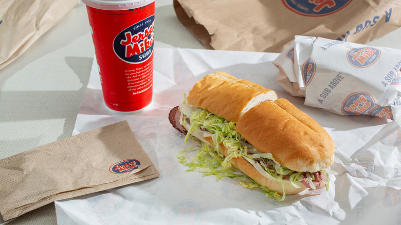 large Jersey Mike's sandwich with drink