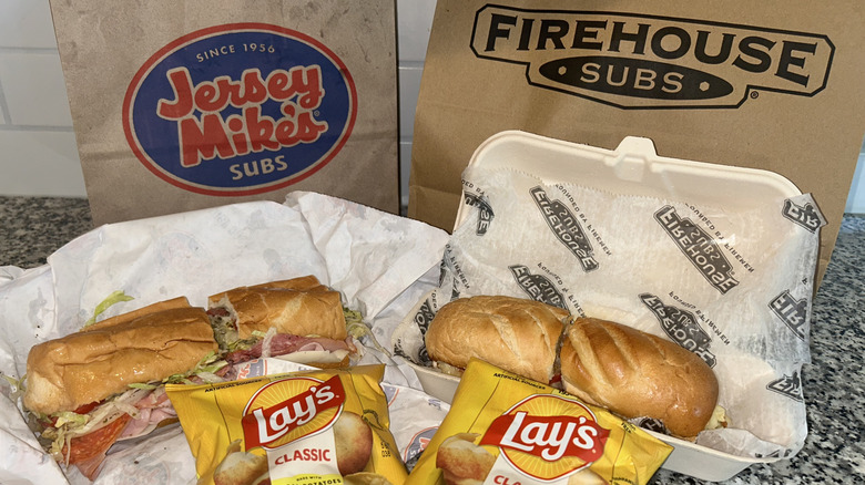 Firehouse and Jersey Mike's side by side with chips