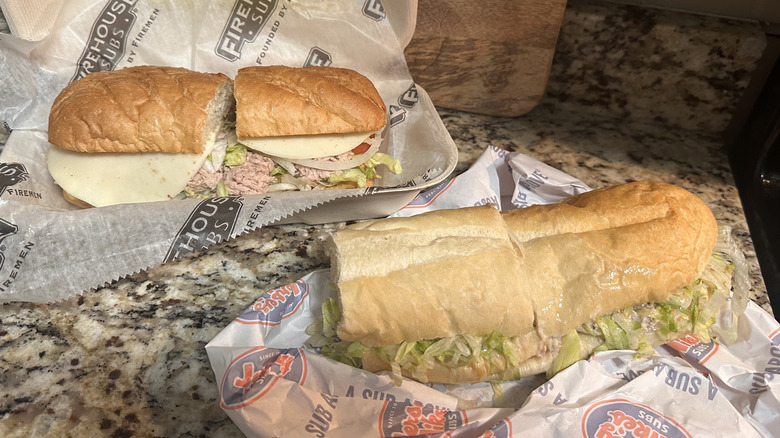 Tuna sandwiches from Firehouse Subs and Jersey Mike's
