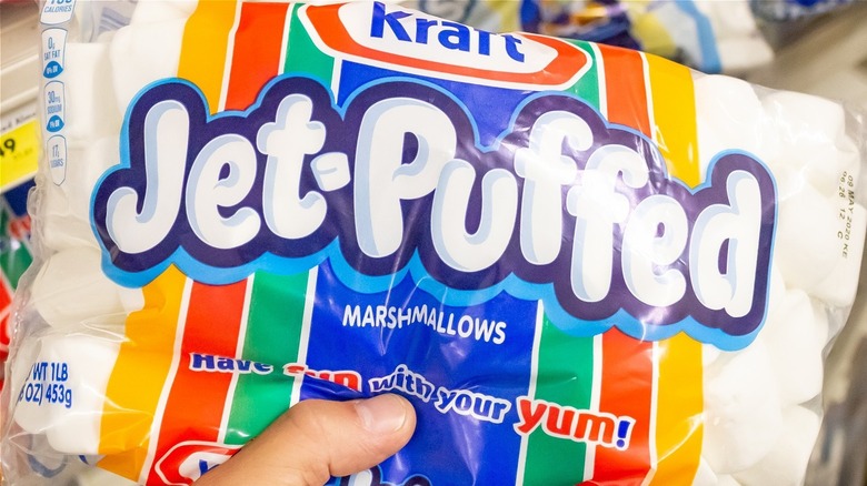 A bag of Jet-Puffed marshmallows. 
