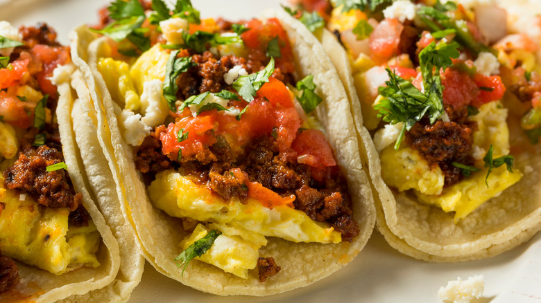 chorizo egg breakfast tacos