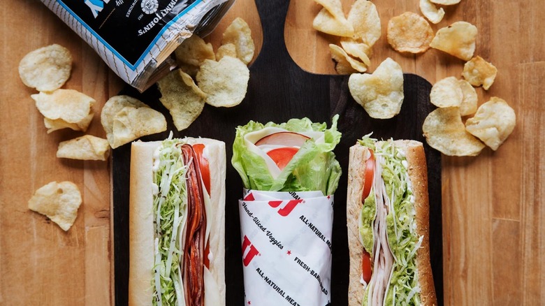 Jimmy John's sandwiches and potato chips