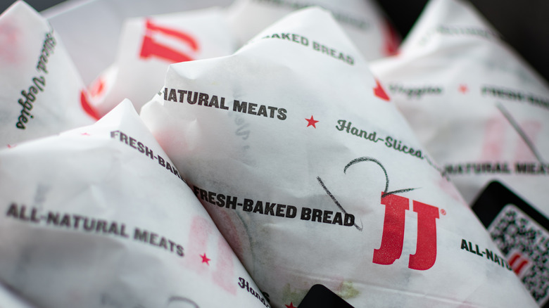 wrapped Jimmy John's sandwiches