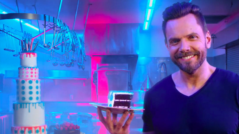 Joel McHale on Crime Scene Kitchen set