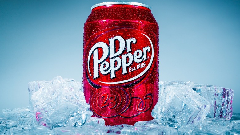 Dr. Pepper can on ice