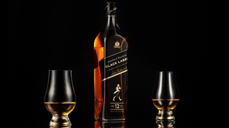 Johnnie Walker bottle with glasses