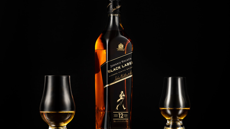 Johnnie Walker bottle with glasses