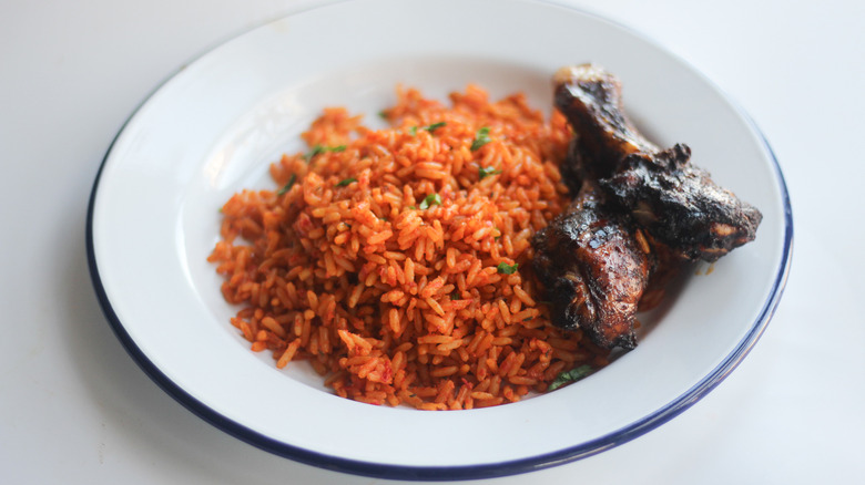 Jollof Rice served on a plate