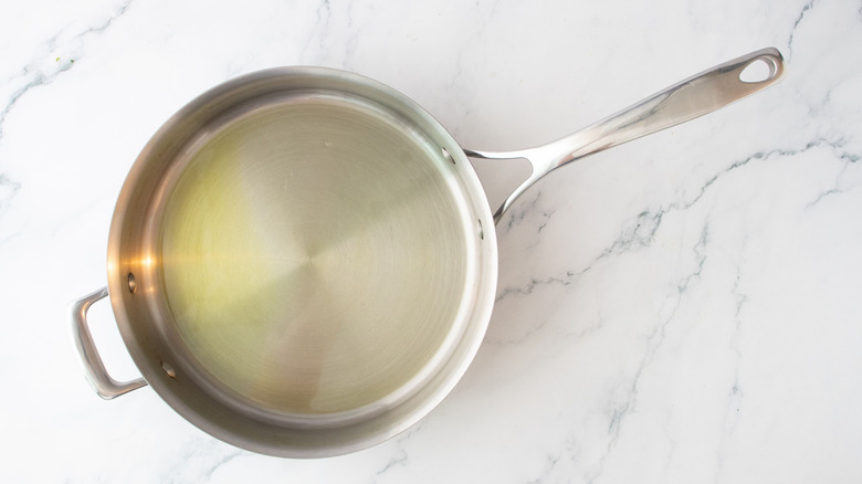 Oil in saucepan