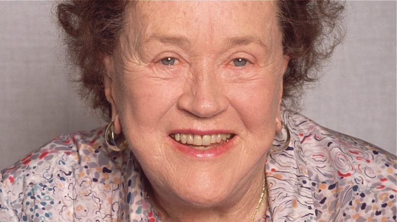 Julia Child wearing a printed top