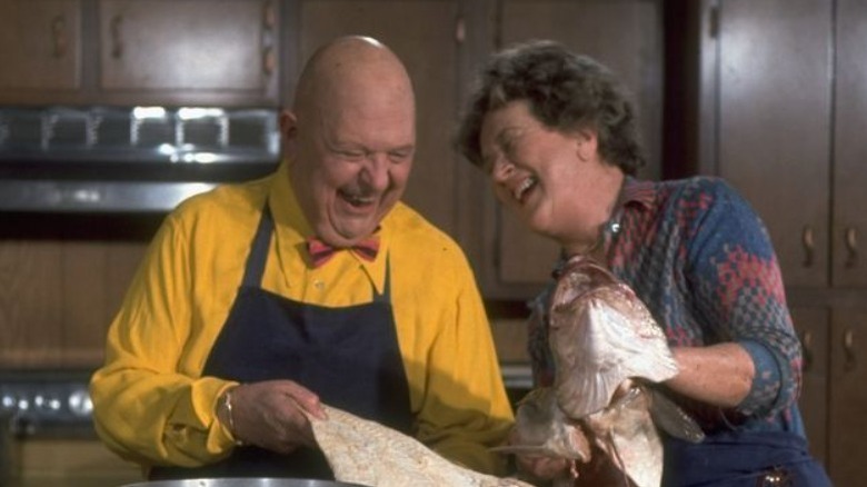 Julia Child and James Beard laughing