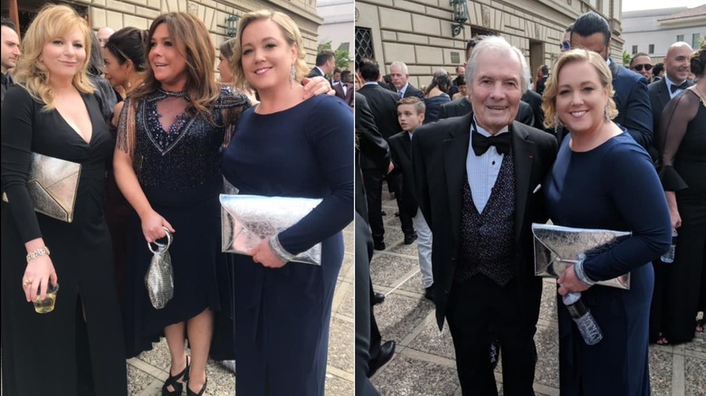 One image of Julia Collin Davison posing with Bridget Lancaster and Rachael Ray, and another image with Jacques Pépin