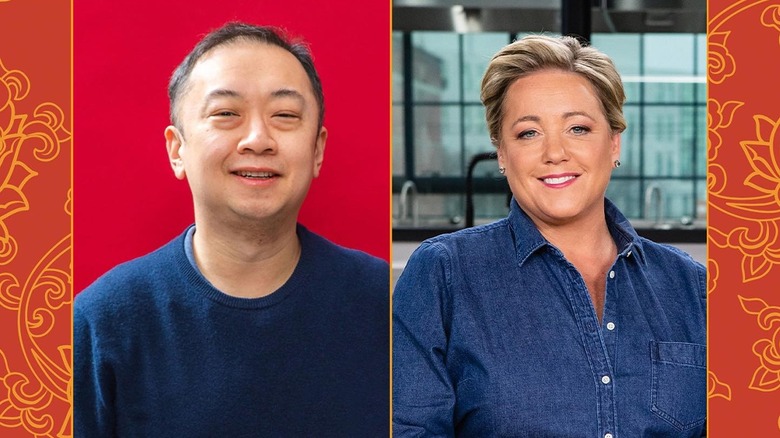 Two headshots of Julia Collin Davison and Kevin Pang for book tour promotion
