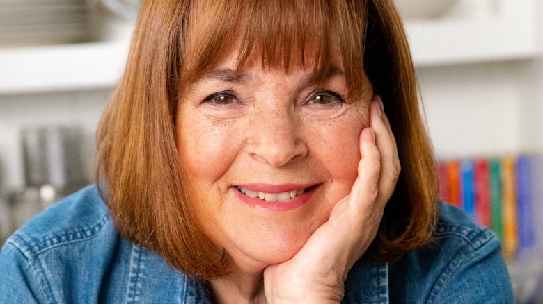 Ina Garten smiling in denim shirt