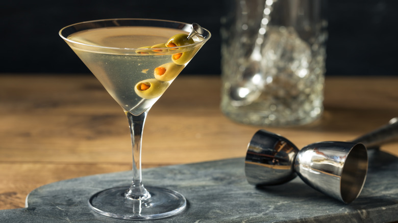 Dirty martini with olives