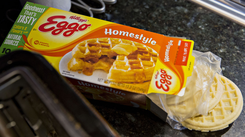 open box of Kellogg's waffles