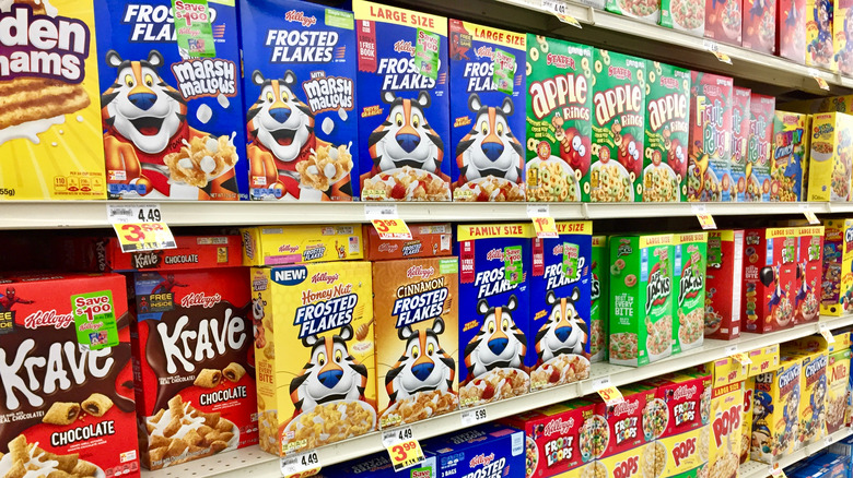 Kellogg's cereal on shelves