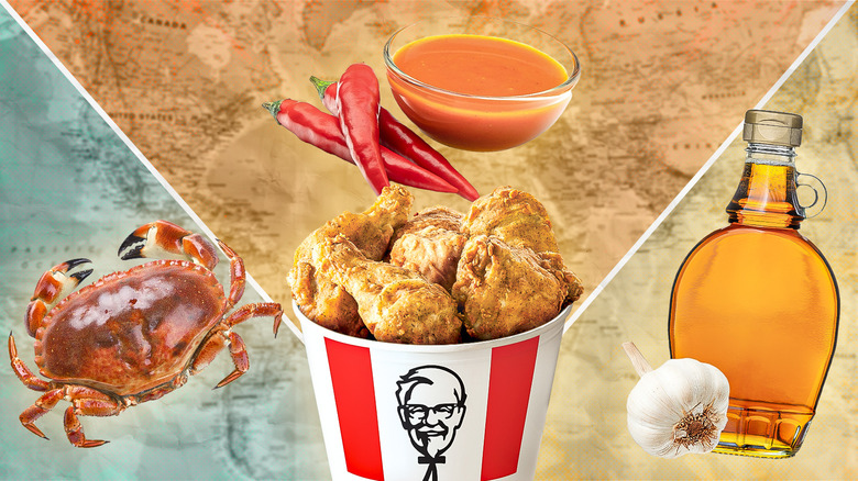 KFC bucket of chicken with crab, garlic, peppers