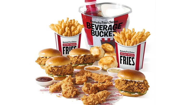 KFC bundles with beverage bucket