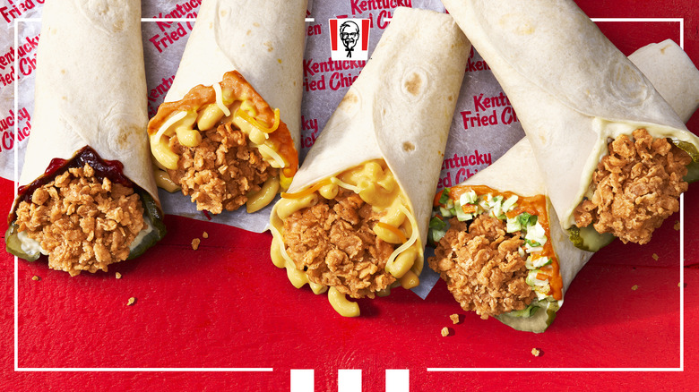 KFC wraps on red background