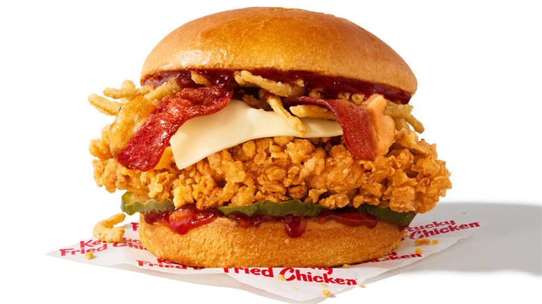 KFC chicken sandwich with bacon