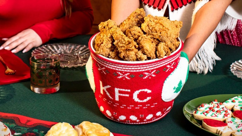 Sweater-bedecked KFC bucket