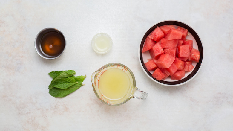 watermelon popsicle ingredients on table