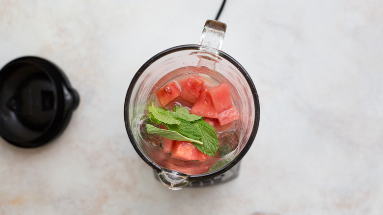watermelon mixture in blender