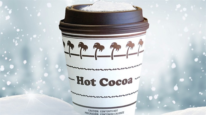 In-N-Out hot chocolate in snow