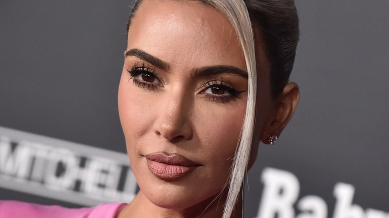 Kim Kardashian with bleached streak
