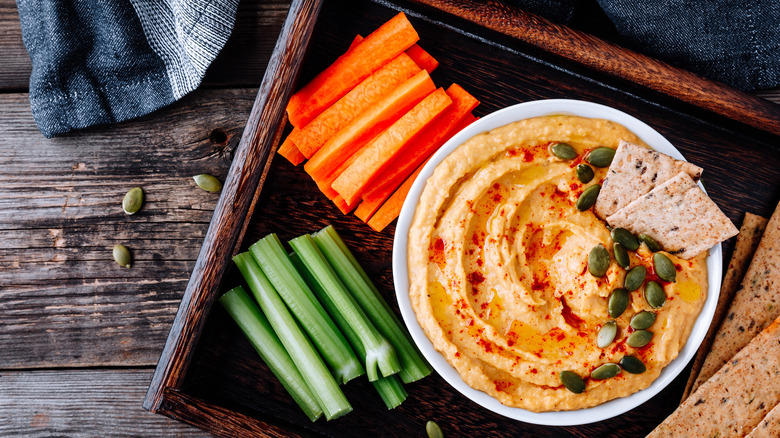hummus with carrots and celery